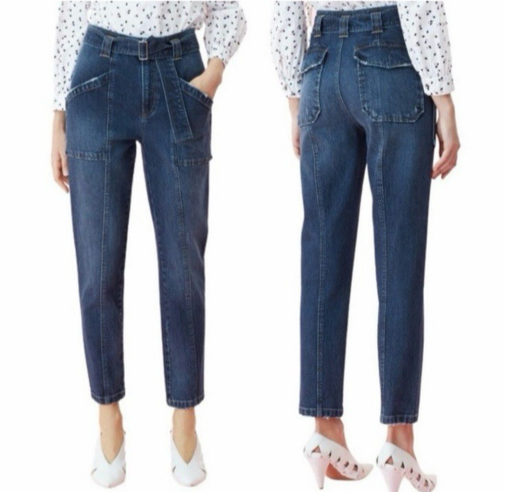 Rebecca Taylor La Vie Elodie Jeans 29 High Rise Belted Utility Tapered Ankle